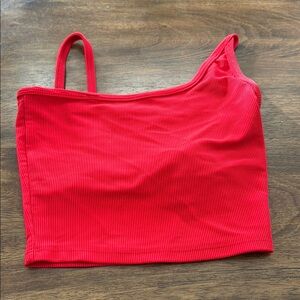 Five the Label Red Ribbed Crop Top